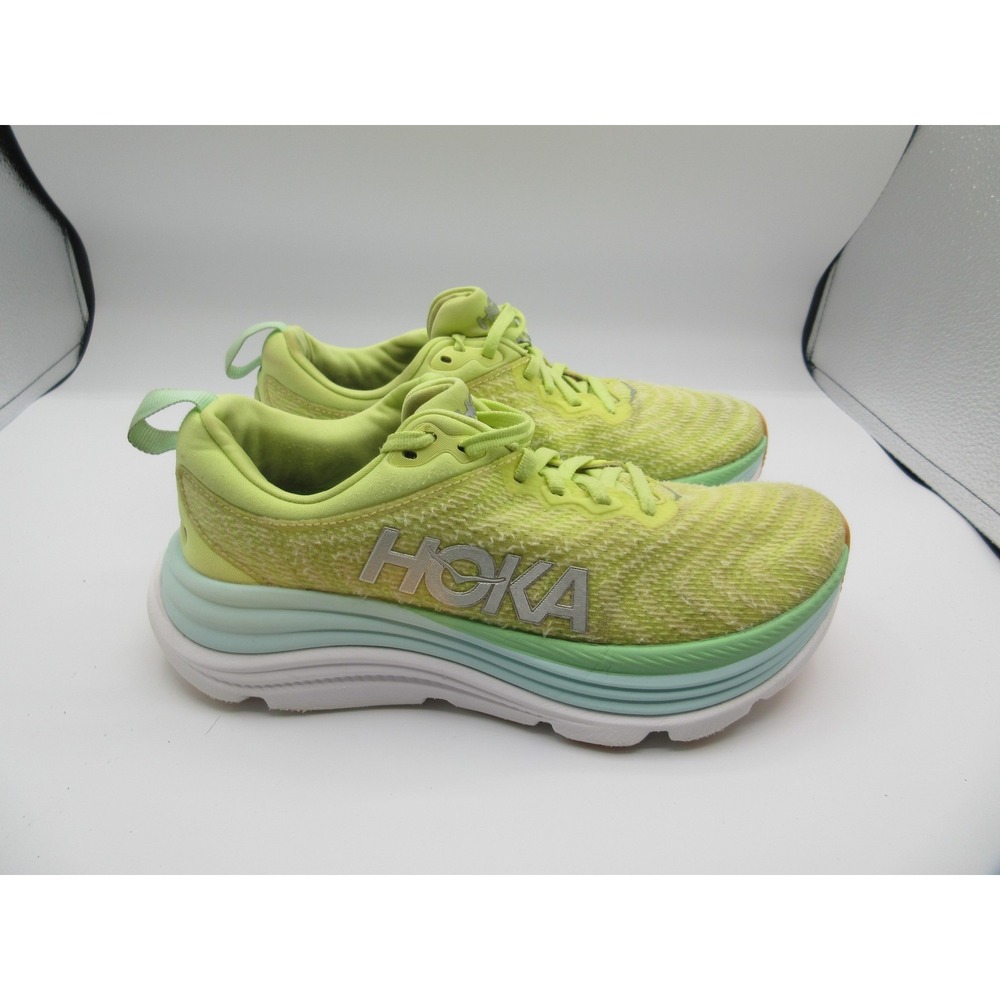 HOKA Gaviota 5 Running Shoes Womens Size 7 Yellow Lime Cushioned Stability Road